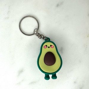 Cutie Avocado Silicone Keychain, Accessory With Silver Hardware, Unisex